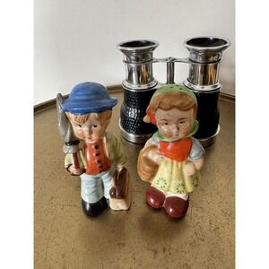 Adorable Vintage Antique Salt Pepper Shakers Japan Girl Boy Cottage core